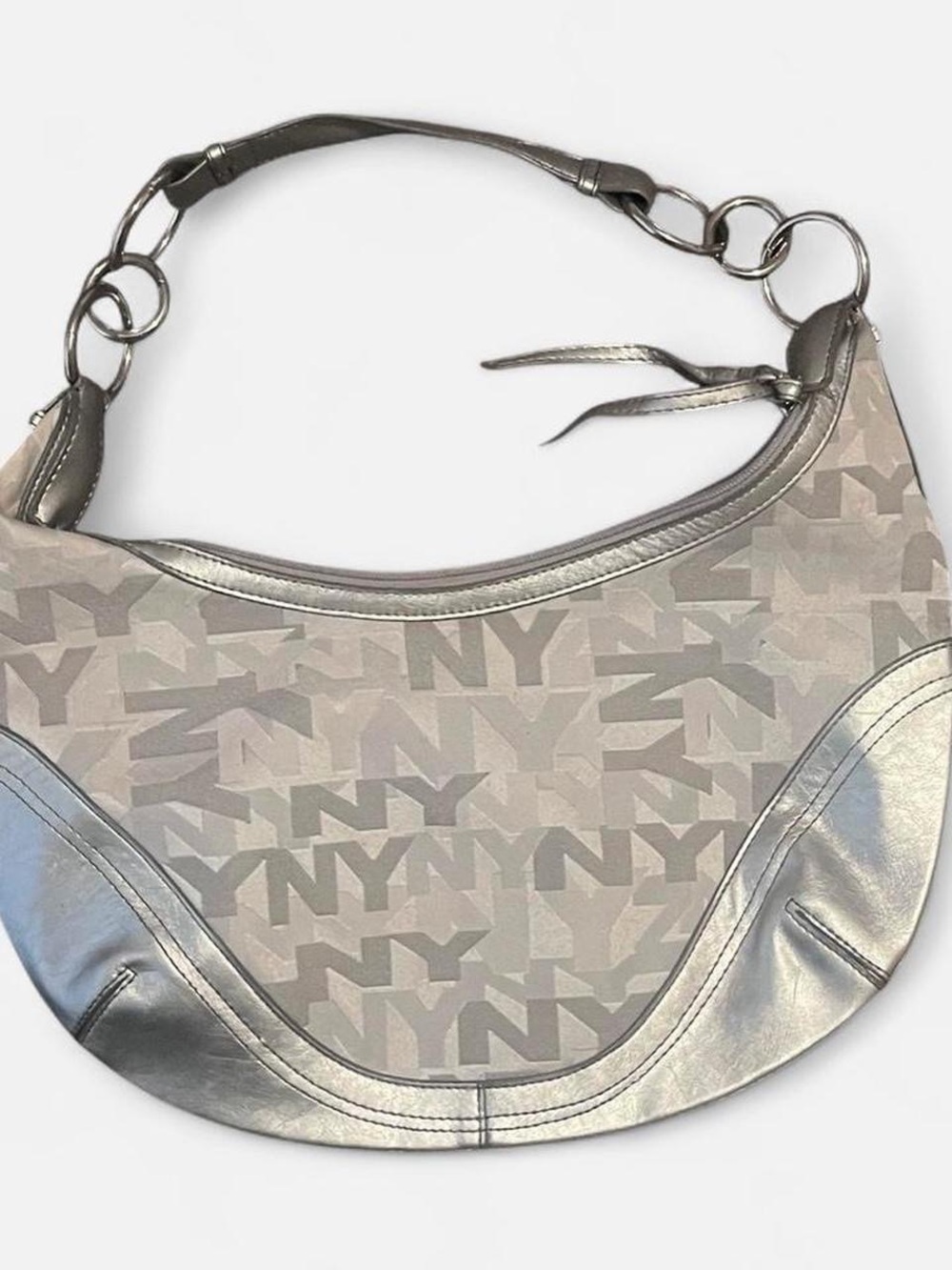 Silver NY hobo bag with adjustable strap